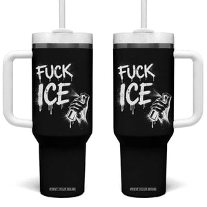 Fck Ice Tumbler With Handle Vintage Graffiti No Human is Illegal TS10 One Size: 40 oz Black Print Your Wear