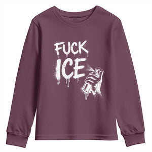 Fck Ice Youth Sweatshirt Vintage Graffiti No Human is Illegal TS10 Maroon Print Your Wear