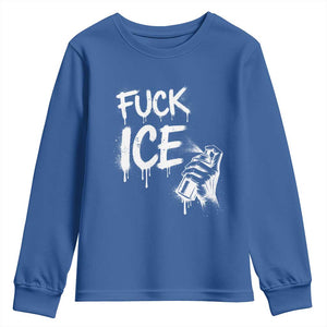 Fck Ice Youth Sweatshirt Vintage Graffiti No Human is Illegal TS10 Royal Blue Print Your Wear