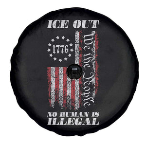 Ice Out No Human Is Illegal Spare Tire Cover Vintage Old 1776 US Flag TS10 Print Your Wear