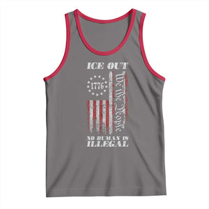 Ice Out No Human Is Illegal Tank Top Vintage Old 1776 US Flag TS10 Deep Heather Red Print Your Wear