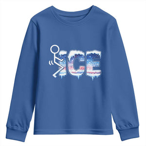 Fck Ice Youth Sweatshirt Sarcastic Immigration Protest TS10 Royal Blue Print Your Wear