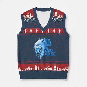 Crush Ice V-Neck Knit Sweater Vest Wolf Human Rights Protest TS10 Navy Red Print Your Wear