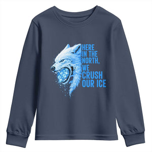 Crush Ice Youth Sweatshirt Wolf Human Rights Protest TS10 Navy Print Your Wear