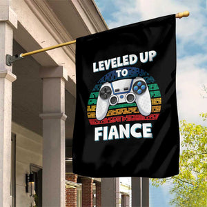 Leveled Up To Fiance Garden Flag Retro Newly Engaged Gifts For Him TS10 Print Your Wear