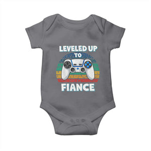 Leveled Up To Fiance Baby Onesie Retro Newly Engaged Gifts For Him TS10 Charcoal Print Your Wear