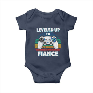 Leveled Up To Fiance Baby Onesie Retro Newly Engaged Gifts For Him TS10 Navy Print Your Wear