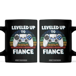 Leveled Up To Fiance Coffee Mug Retro Newly Engaged Gifts For Him TS10 Black Print Your Wear