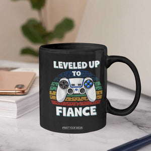Leveled Up To Fiance Coffee Mug Retro Newly Engaged Gifts For Him TS10 Print Your Wear