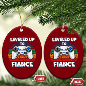 Leveled Up To Fiance Ceramic Ornament Retro Newly Engaged Gifts For Him TS10 Print Your Wear