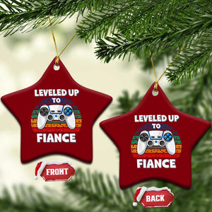 Leveled Up To Fiance Ceramic Ornament Retro Newly Engaged Gifts For Him TS10 Print Your Wear