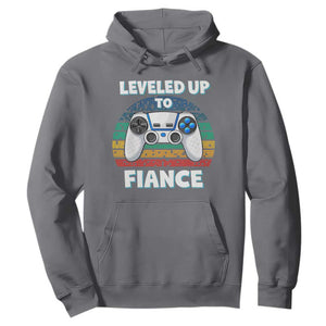 Leveled Up To Fiance Hoodie Retro Newly Engaged Gifts For Him TS10 Charcoal Print Your Wear