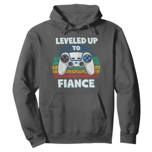 Leveled Up To Fiance Hoodie Retro Newly Engaged Gifts For Him TS10 Dark Heather Print Your Wear