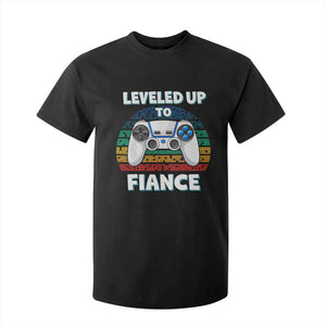 Leveled Up To Fiance T Shirt For Kid Retro Newly Engaged Gifts For Him TS10 Black Print Your Wear