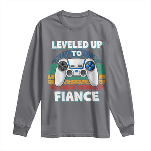 Leveled Up To Fiance Long Sleeve Shirt Retro Newly Engaged Gifts For Him TS10 Charcoal Print Your Wear