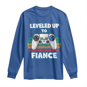 Leveled Up To Fiance Long Sleeve Shirt Retro Newly Engaged Gifts For Him TS10 Royal Blue Print Your Wear