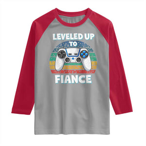 Leveled Up To Fiance Raglan Shirt Retro Newly Engaged Gifts For Him TS10 Sport Gray Red Print Your Wear