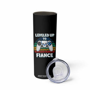 Leveled Up To Fiance Skinny Tumbler Retro Newly Engaged Gifts For Him TS10 Print Your Wear