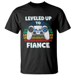 Leveled Up To Fiance T Shirt Retro Newly Engaged Gifts For Him TS10 Black Print Your Wear
