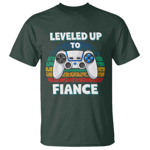 Leveled Up To Fiance T Shirt Retro Newly Engaged Gifts For Him TS10 Dark Forest Green Print Your Wear