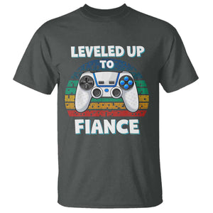 Leveled Up To Fiance T Shirt Retro Newly Engaged Gifts For Him TS10 Dark Heather Print Your Wear