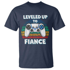 Leveled Up To Fiance T Shirt Retro Newly Engaged Gifts For Him TS10 Navy Print Your Wear