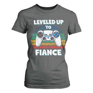 Leveled Up To Fiance T Shirt For Women Retro Newly Engaged Gifts For Him TS10 Dark Heather Print Your Wear