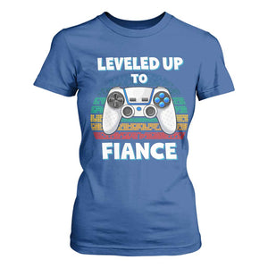 Leveled Up To Fiance T Shirt For Women Retro Newly Engaged Gifts For Him TS10 Royal Blue Print Your Wear