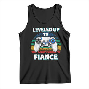 Leveled Up To Fiance Tank Top Retro Newly Engaged Gifts For Him TS10 Black Print Your Wear