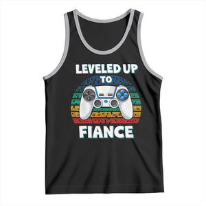 Leveled Up To Fiance Tank Top Retro Newly Engaged Gifts For Him TS10 Black Athletic Heather Print Your Wear