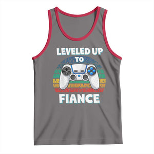 Leveled Up To Fiance Tank Top Retro Newly Engaged Gifts For Him TS10 Deep Heather Red Print Your Wear