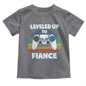 Leveled Up To Fiance Toddler T Shirt Retro Newly Engaged Gifts For Him TS10 Charcoal Print Your Wear