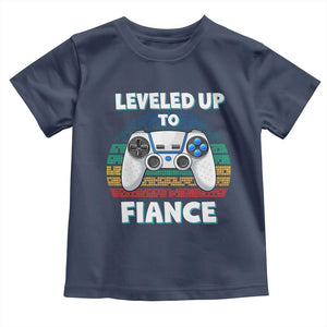 Leveled Up To Fiance Toddler T Shirt Retro Newly Engaged Gifts For Him TS10 Navy Print Your Wear