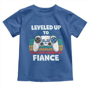 Leveled Up To Fiance Toddler T Shirt Retro Newly Engaged Gifts For Him TS10 Royal Blue Print Your Wear