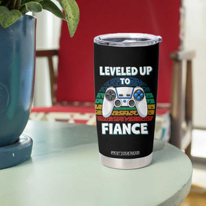 Leveled Up To Fiance Tumbler Cup Retro Newly Engaged Gifts For Him TS10 Print Your Wear