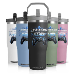 Leveled Up To Fiance Flip Straw Tumbler Newly Engaged Gifts For Him Gamer TS10 Print Your Wear