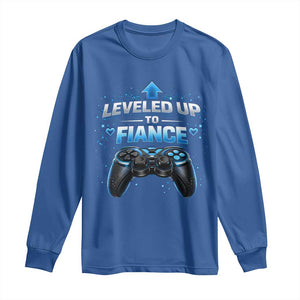 Leveled Up To Fiance Long Sleeve Shirt Newly Engaged Gifts For Him Gamer TS10 Royal Blue Print Your Wear