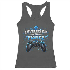 Leveled Up To Fiance Racerback Tank Top Newly Engaged Gifts For Him Gamer TS10 Dark Heather Print Your Wear