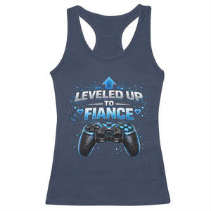 Leveled Up To Fiance Racerback Tank Top Newly Engaged Gifts For Him Gamer TS10 Navy Print Your Wear