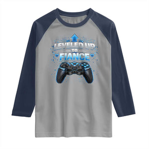 Leveled Up To Fiance Raglan Shirt Newly Engaged Gifts For Him Gamer TS10 Sport Gray Navy Print Your Wear