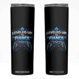 Leveled Up To Fiance Skinny Tumbler Newly Engaged Gifts For Him Gamer TS10 Black Print Your Wear