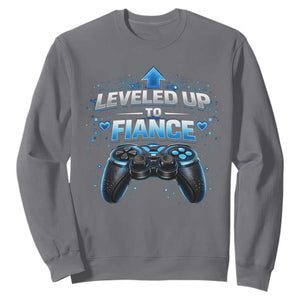 Leveled Up To Fiance Sweatshirt Newly Engaged Gifts For Him Gamer TS10 Charcoal Print Your Wear
