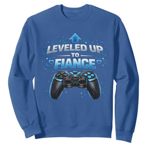 Leveled Up To Fiance Sweatshirt Newly Engaged Gifts For Him Gamer TS10 Royal Blue Print Your Wear