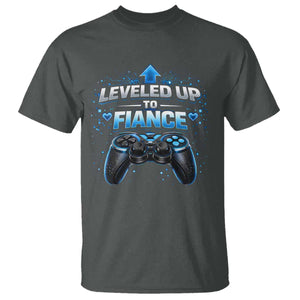 Leveled Up To Fiance T Shirt Newly Engaged Gifts For Him Gamer TS10 Dark Heather Print Your Wear