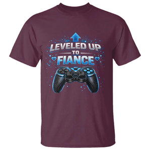 Leveled Up To Fiance T Shirt Newly Engaged Gifts For Him Gamer TS10 Maroon Print Your Wear