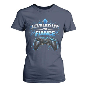 Leveled Up To Fiance T Shirt For Women Newly Engaged Gifts For Him Gamer TS10 Navy Print Your Wear