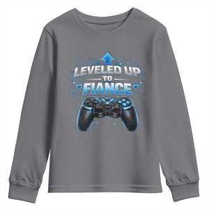 Leveled Up To Fiance Youth Sweatshirt Newly Engaged Gifts For Him Gamer TS10 Charcoal Print Your Wear