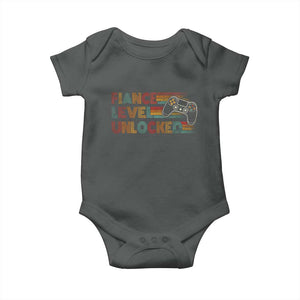 Fiance Level Unlocked Baby Onesie Retro Engaged Gifts For Him Gamer TS10 Dark Heather Print Your Wear