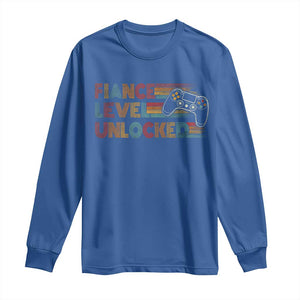 Fiance Level Unlocked Long Sleeve Shirt Retro Engaged Gifts For Him Gamer TS10 Royal Blue Print Your Wear