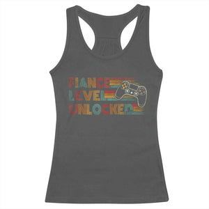 Fiance Level Unlocked Racerback Tank Top Retro Engaged Gifts For Him Gamer TS10 Dark Heather Print Your Wear